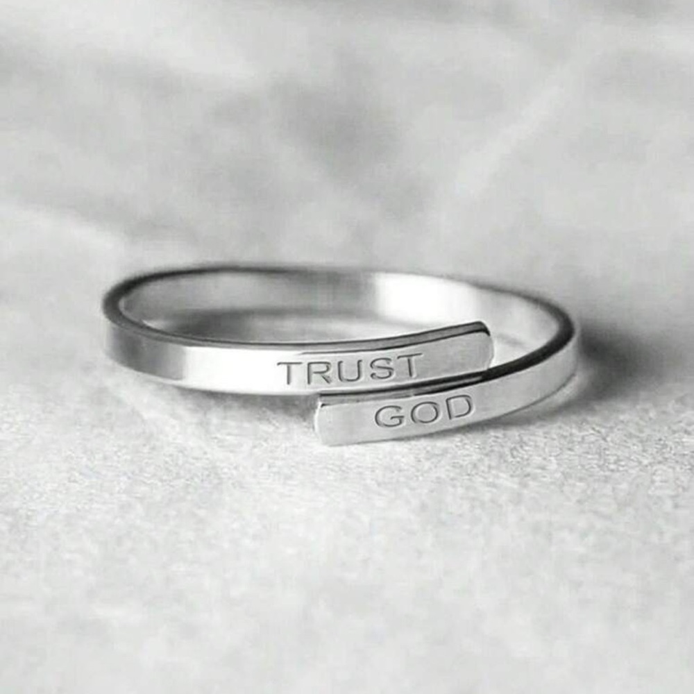 Trust God Silver Color Adjustable Ring